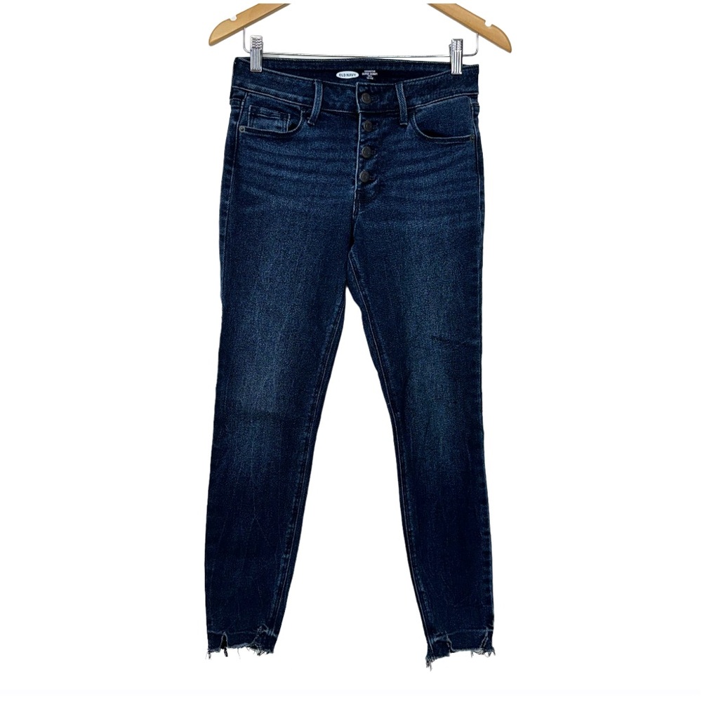 Old Navy Rockstar Super Skinny Mid Rise Distressed Ankle Button Fly Jeans Size 4